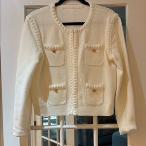 Elegant Cream Women's sweater Jacket